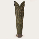 Laurey - Olive Suede Embroidered Cowgirl Boots with Classic Western Flair