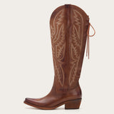 Withersteen - Brown Leather Embroidered Cowgirl Boots with Bold Detailing