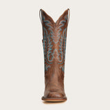 Sarah - Brown Cowgirl Boots with Turquoise Embroidery