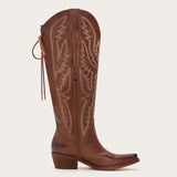 Withersteen - Brown Leather Embroidered Cowgirl Boots with Bold Detailing