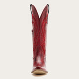 Phoenix - Crimson Leather Cowboy Boots with Classic Western Embroidery