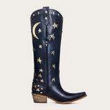 Celestial - Navy Blue Star and Moon Embroidered Cowboy Boots