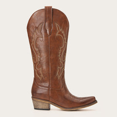 Phoenix - Brown Leather Cowboy Boots with Classic Western Embroidery