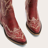 Rosemary - Burgundy Embroidered Cowgirl Boots with Intricate Stitching