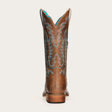 Sarah - Brown Cowgirl Boots with Turquoise Embroidery